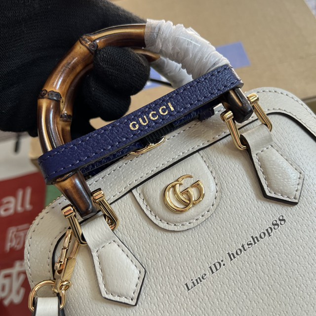 Gucci官網新款全皮貝殼包女士手提包 古馳Gucci Diana竹節迷你托特包715775 gqy4497